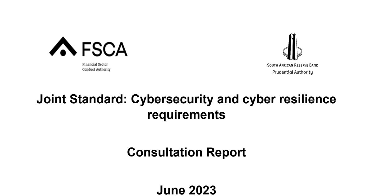 Consultation Report on Joint Standard: Cybersecurity and Cyber ...