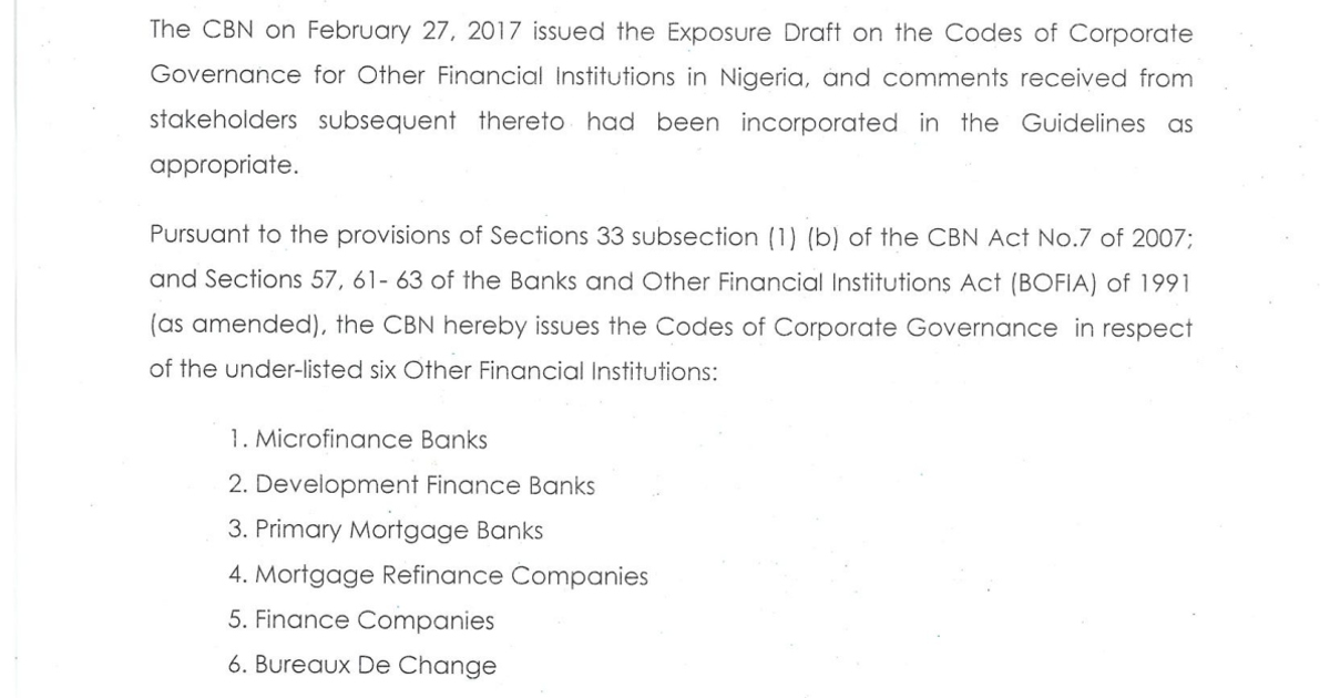 Code of Corporate Governance for Development Finance Institutions in ...